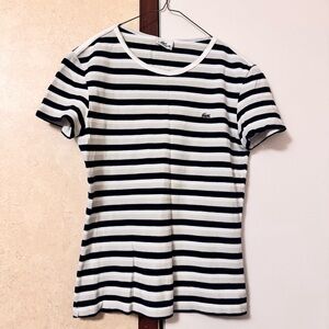 Lacoste Women's Black and White Striped Top